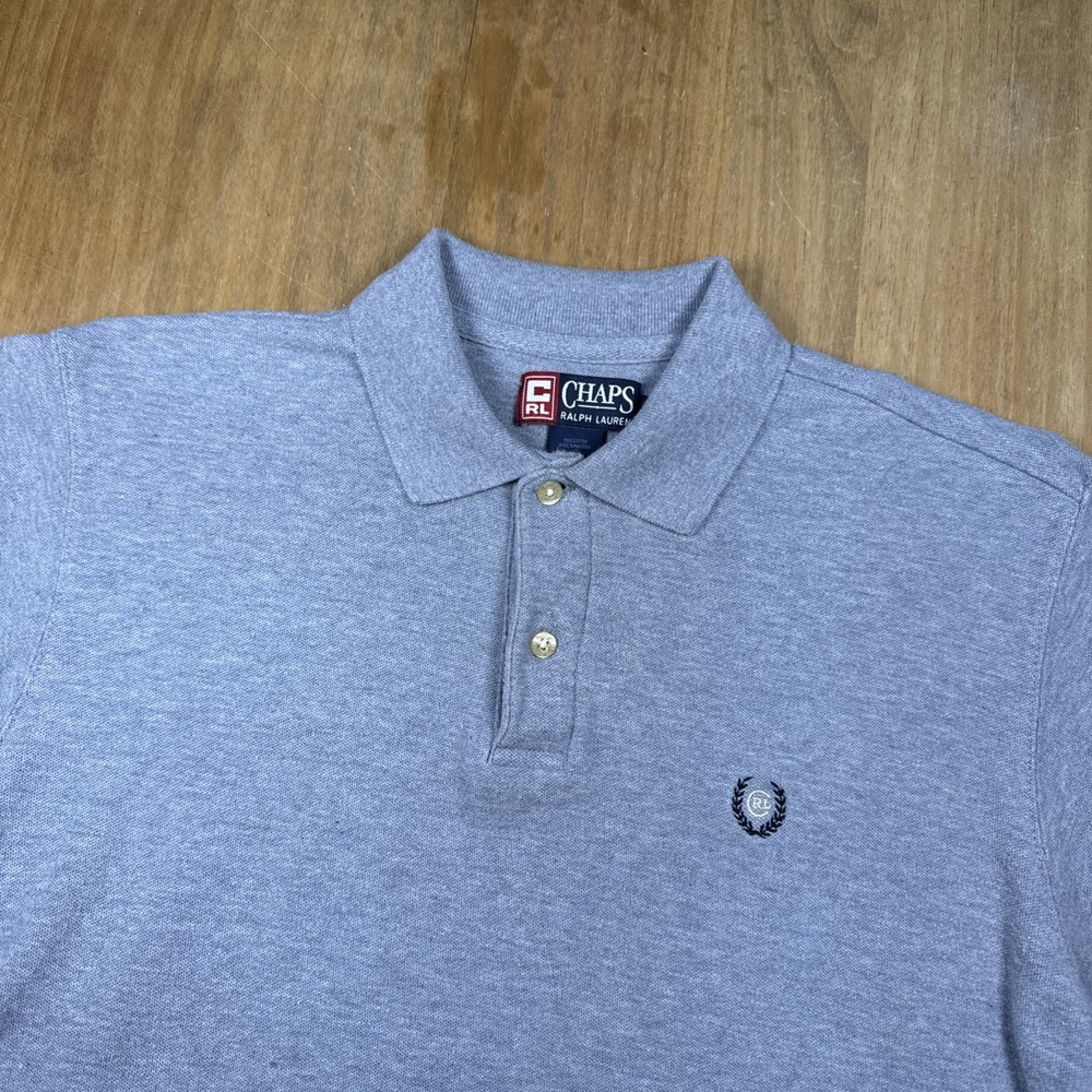 Vintage Chaps Ralph Lauren Short Sleeve Pique Polo Shirt Mens M Gray Classic